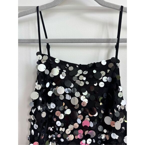NWT ASOS Embellished Cami Mini Dress in Black Disc Sequin, Sz 6, $130 - Picture 4 of 7